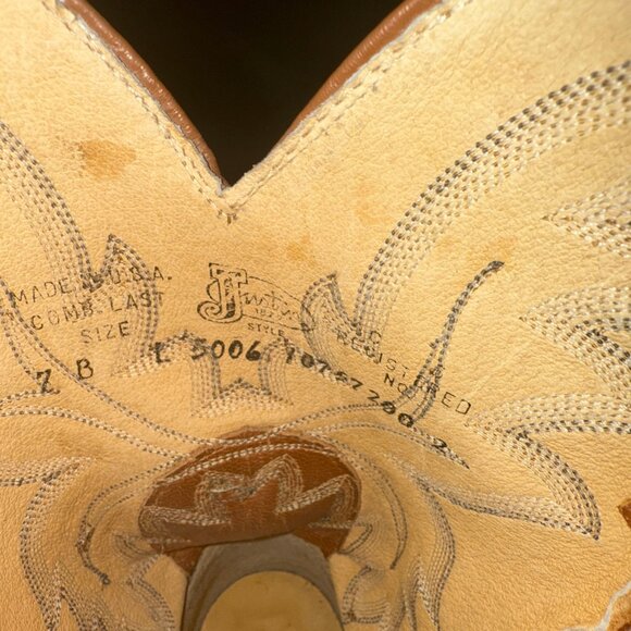 Women's Justin Tekno Crepe Western Boots with Tan Smooth Ostrich 7B - Picture 6 of 7